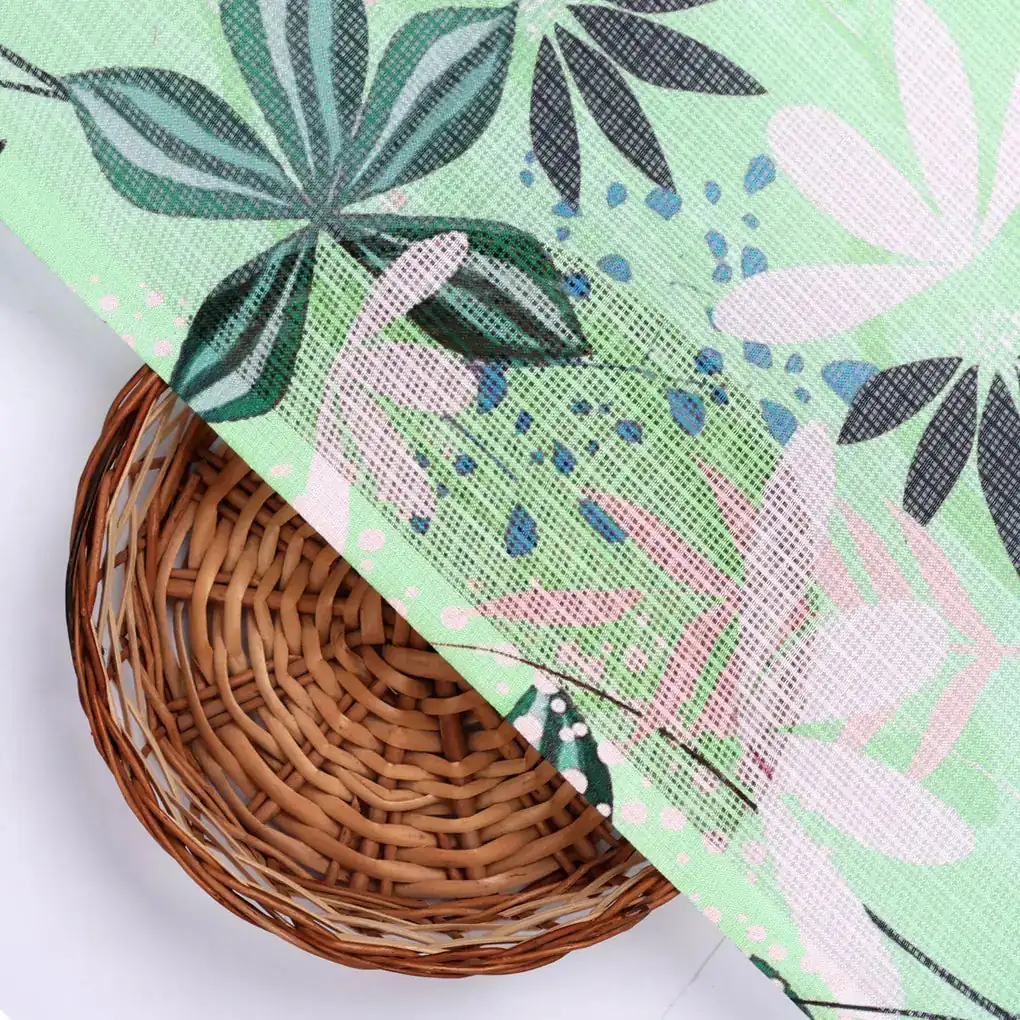 Gorgeous Floral and Leaves Printed Kota Doria Fabric Material - Image 2