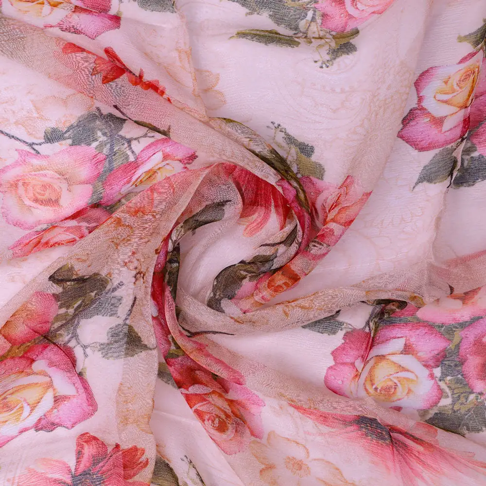 Gorgeous floral damask print chiffon fabric - Image 2