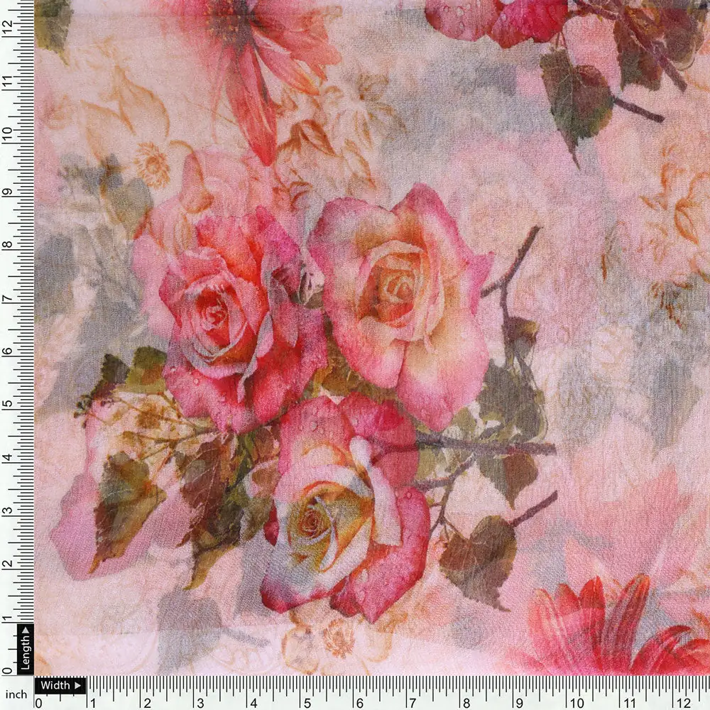 Gorgeous floral damask print chiffon fabric - Image 4