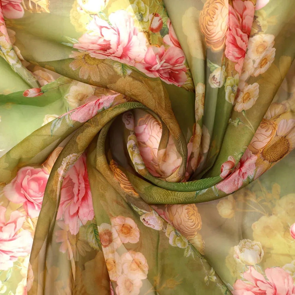 Gorgeous floral digital printed organza fabric by FAB VOGUE Studio - Image 2