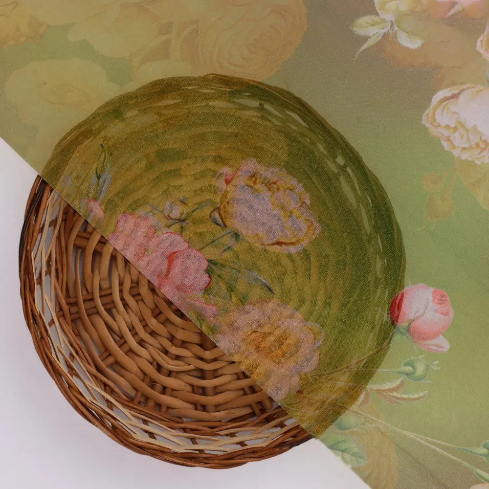 Gorgeous floral digital printed organza fabric by FAB VOGUE Studio - Image 3