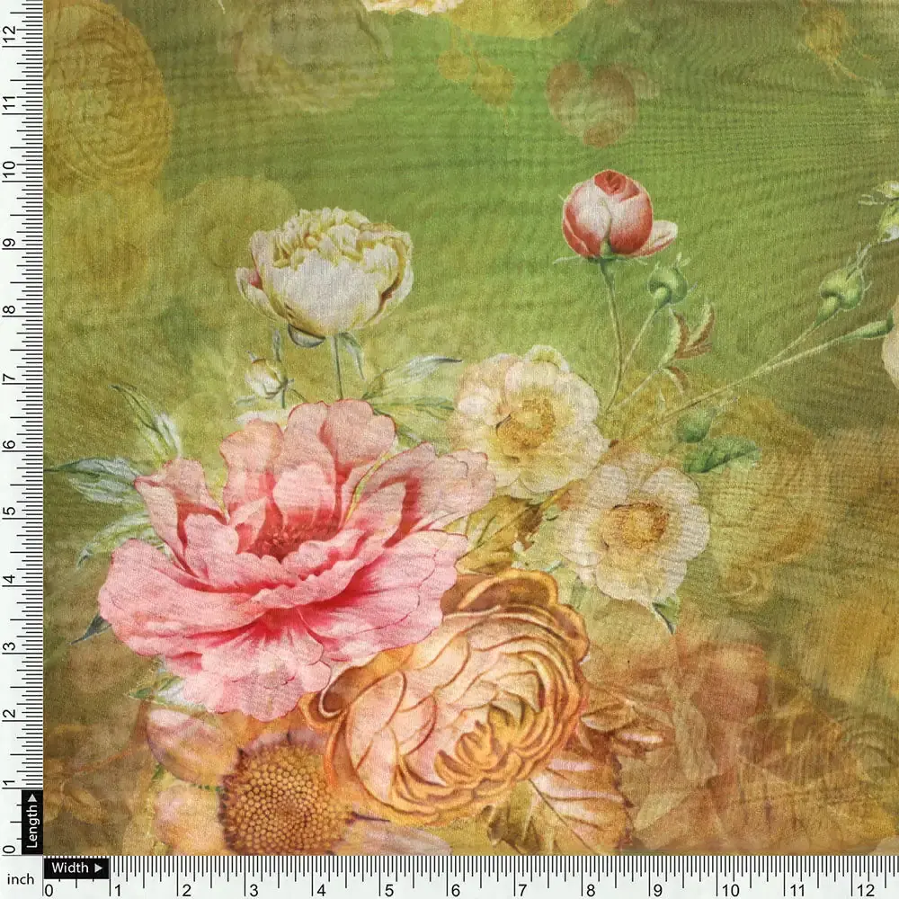 Gorgeous floral digital printed organza fabric by FAB VOGUE Studio - Image 4
