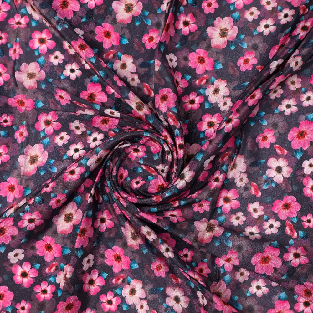 Gorgeous floral digital printed silk crepe fabric from FAB VOGUE Studio - Image 2