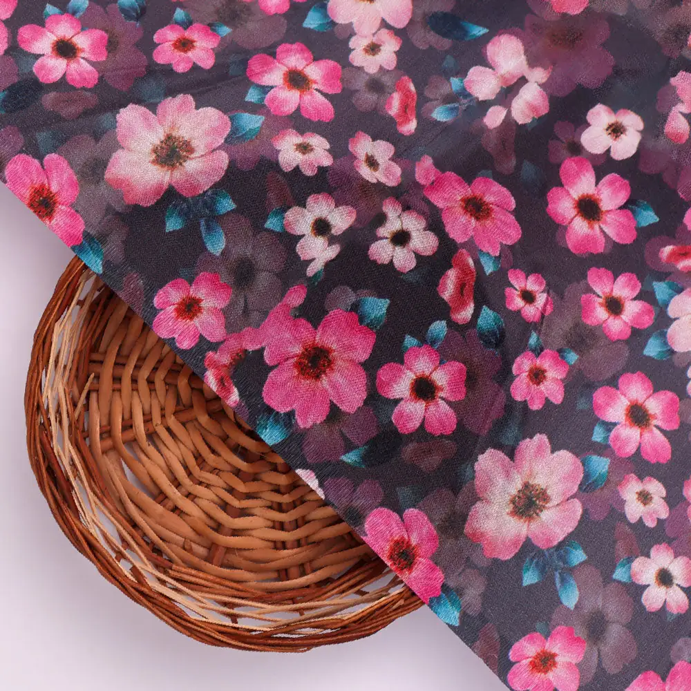 Gorgeous floral digital printed silk crepe fabric from FAB VOGUE Studio - Image 3
