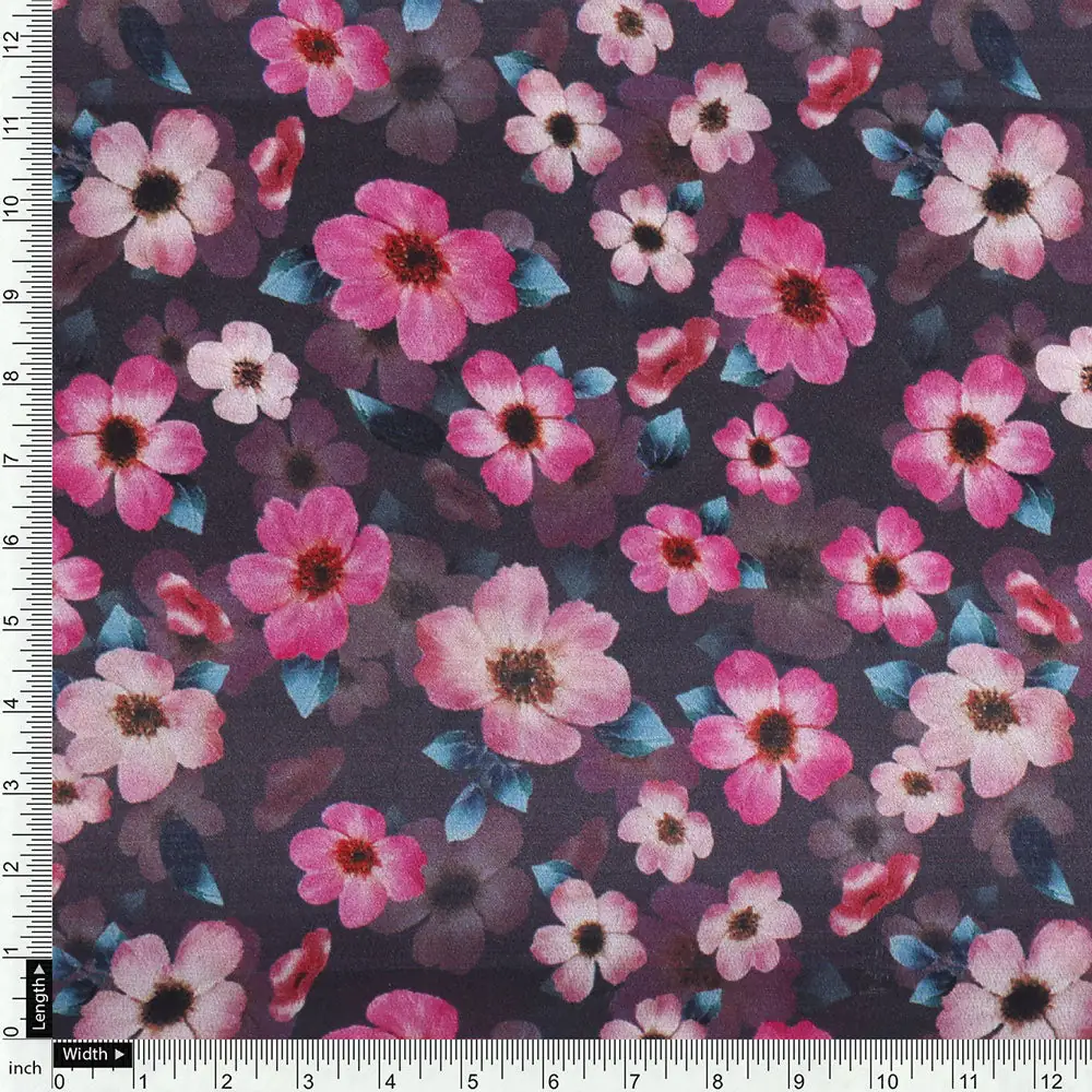 Gorgeous floral digital printed silk crepe fabric from FAB VOGUE Studio - Image 4