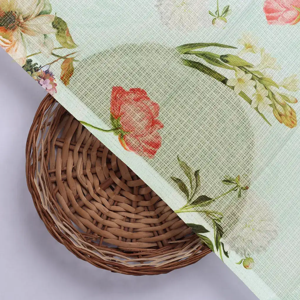 Gorgeous Floral Kota Doria Digital Print Fabric Material for Making Classy Dress - Image 2
