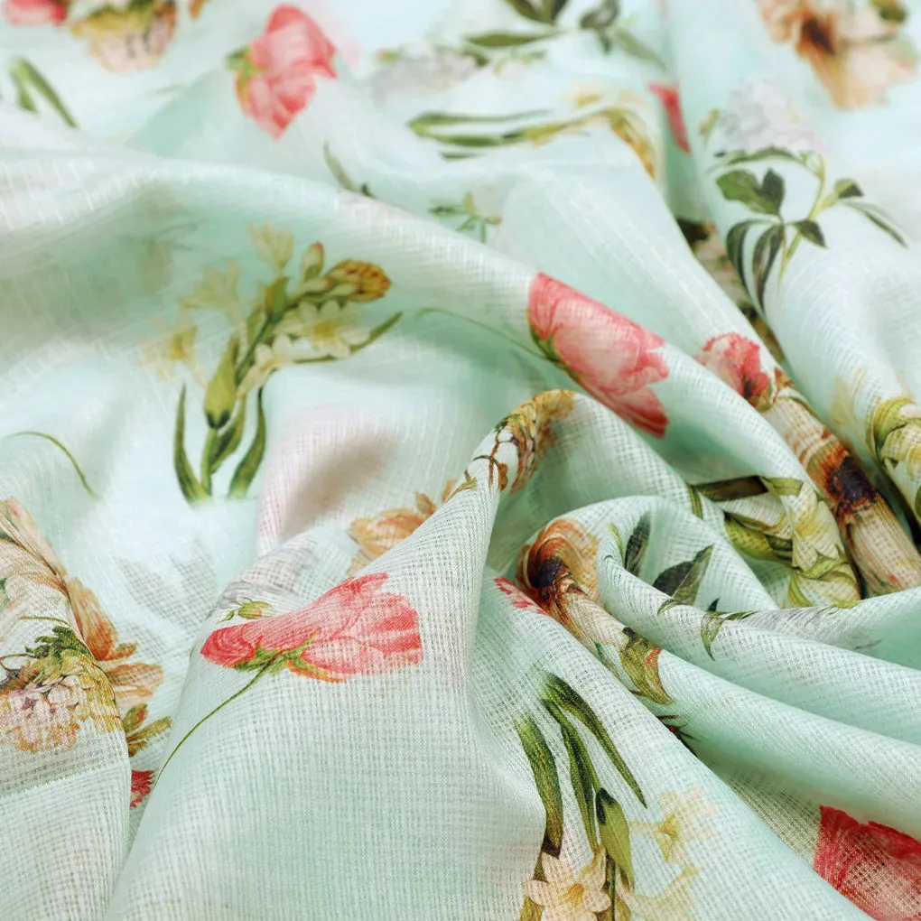 Gorgeous Floral Kota Doria Digital Print Fabric Material for Making Classy Dress - Image 3