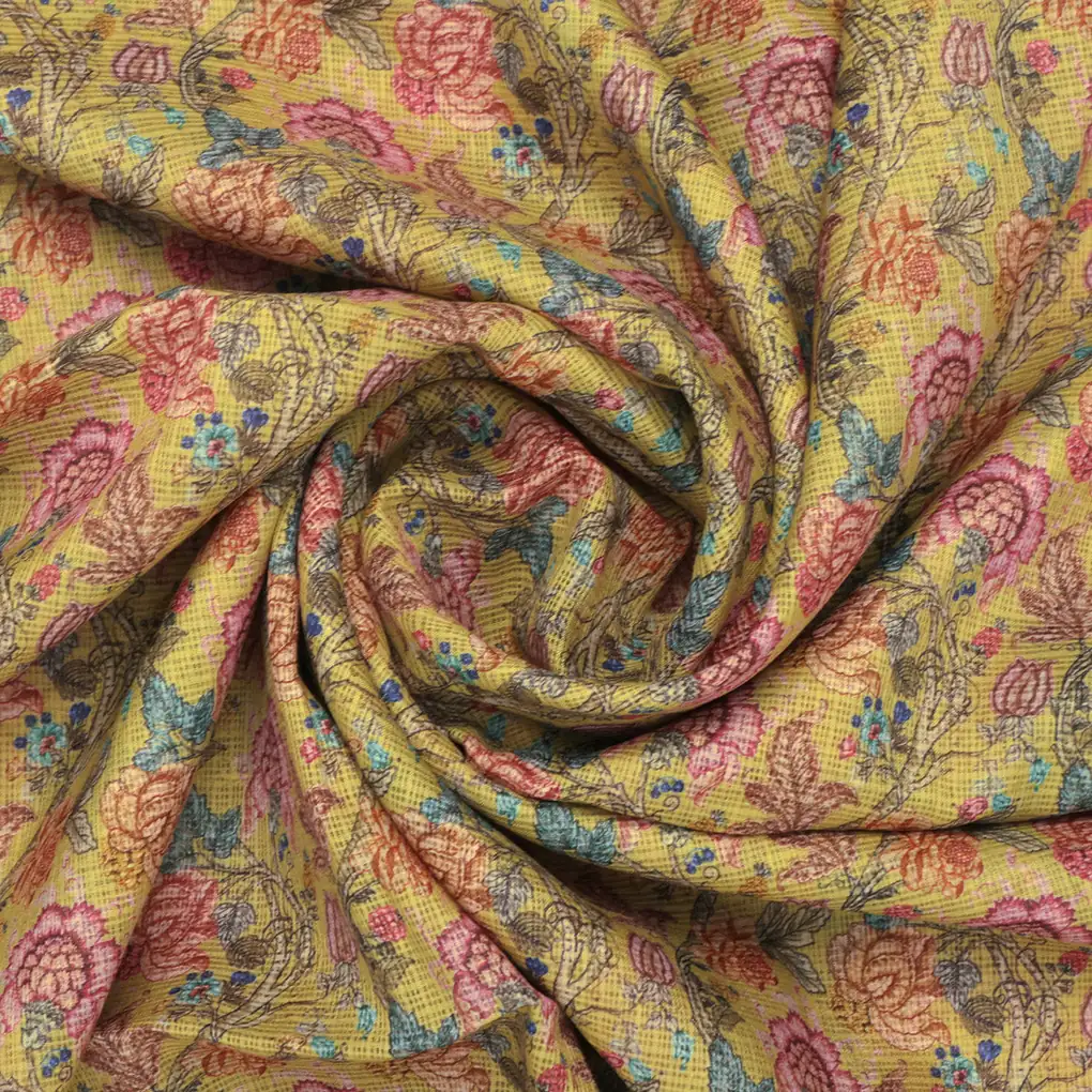 Gorgeous Floral Kota Doria Fabric Material for Classy Outfit Making - Image 3