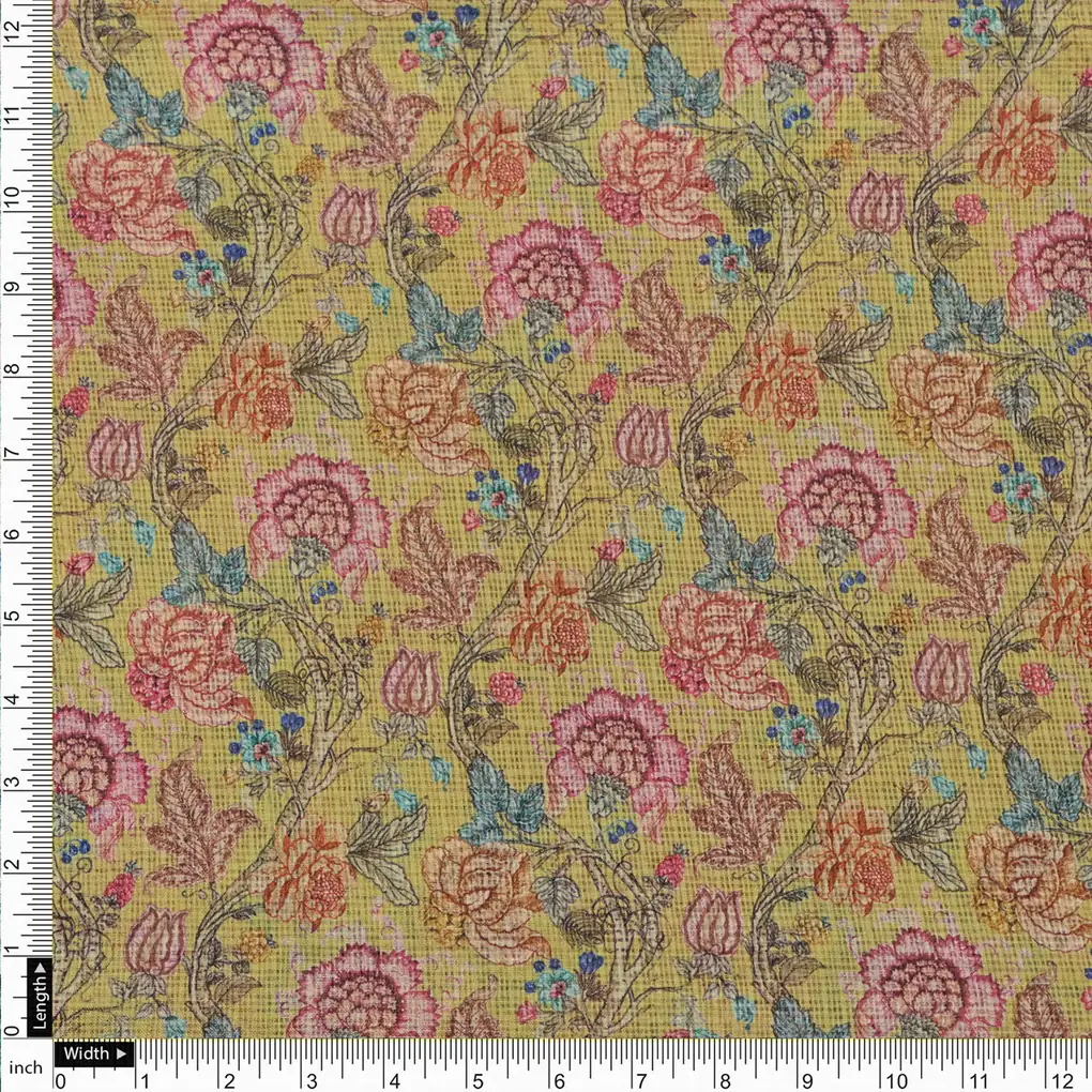 Gorgeous Floral Kota Doria Fabric Material for Classy Outfit Making - Image 4