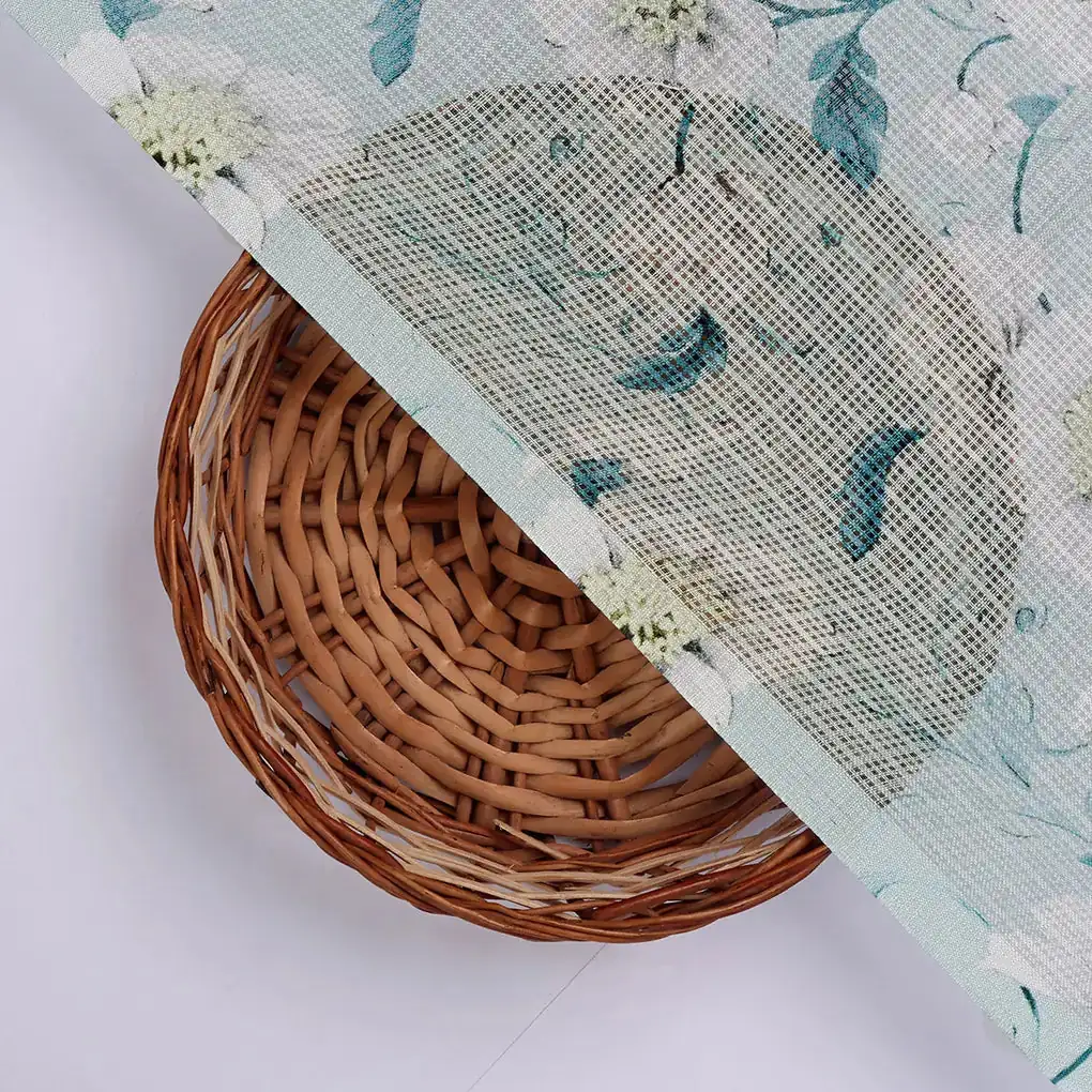 Gorgeous Floral Kota Doria Fabric Material in Green and White - Image 2