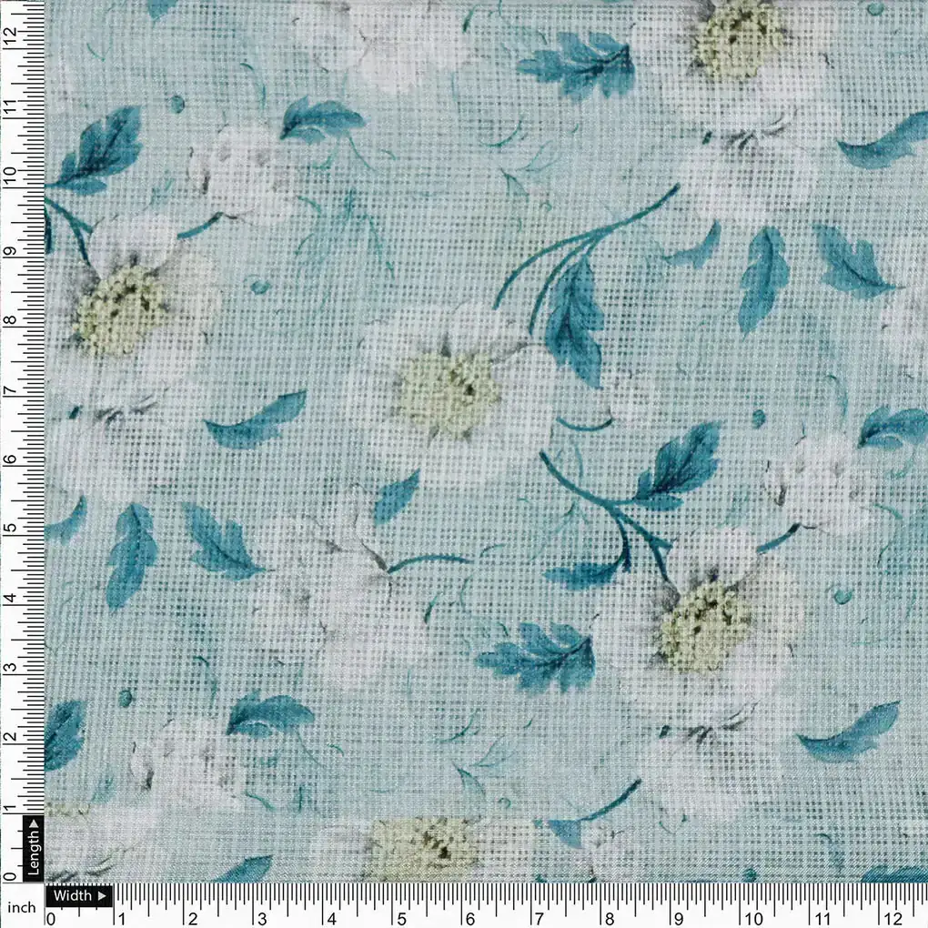 Gorgeous Floral Kota Doria Fabric Material in Green and White - Image 4