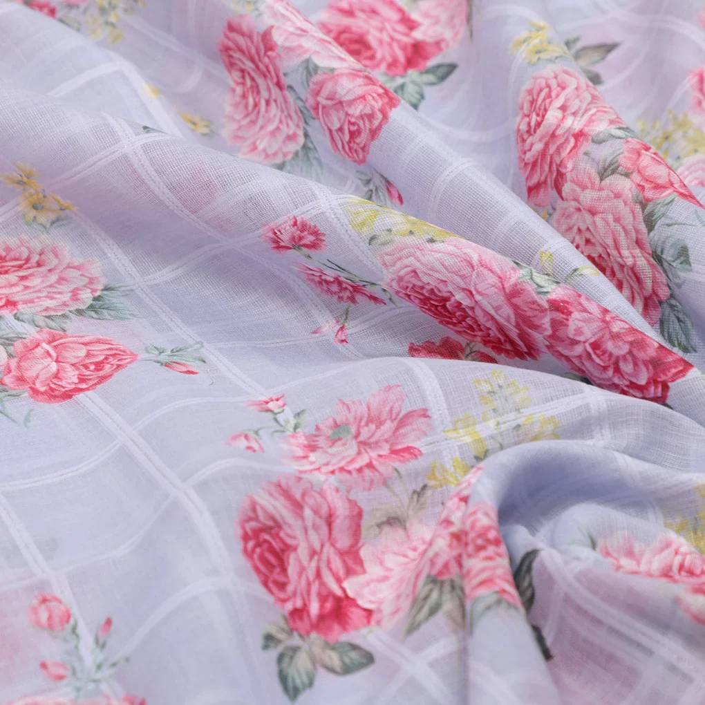 Gorgeous Floral Linen Fabric in a Vibrant Bunch of Flowers - Image 2