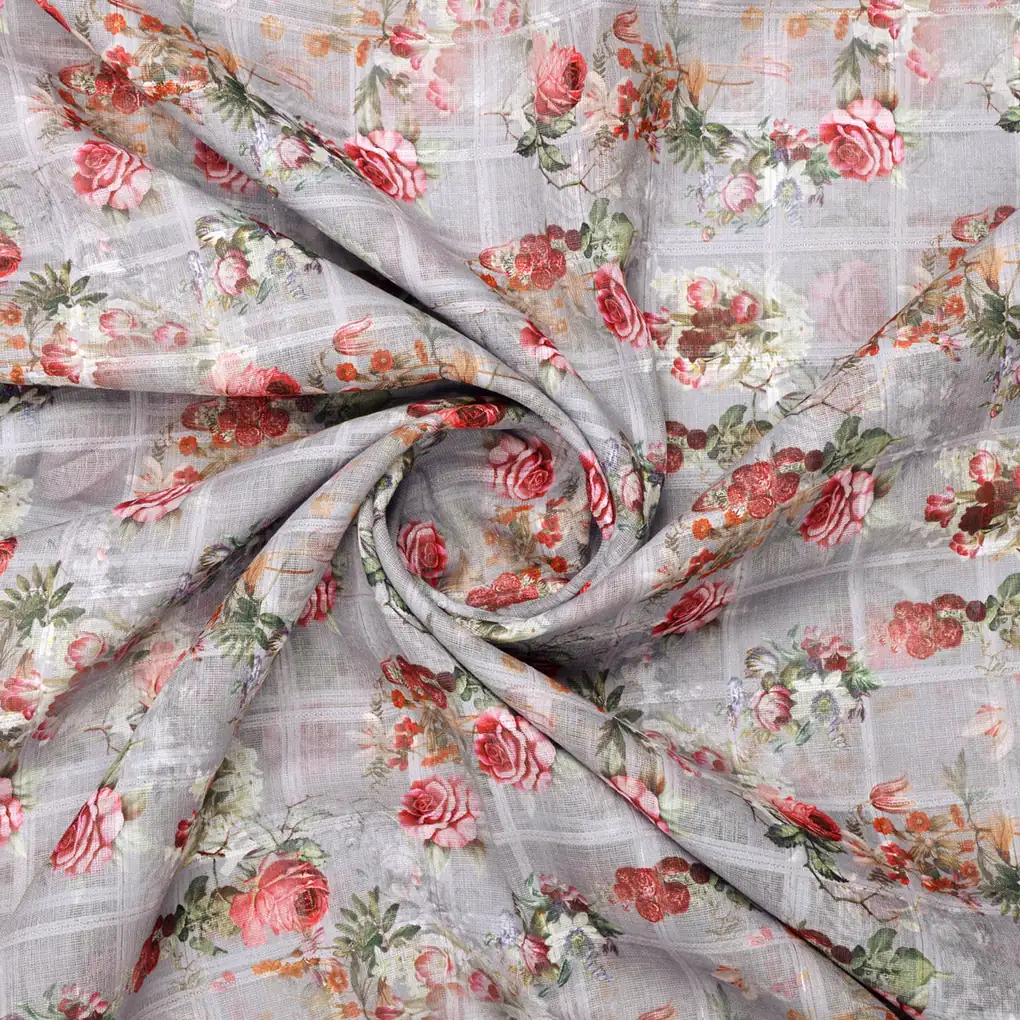 Gorgeous Floral Linen Fabric Material - Image 3