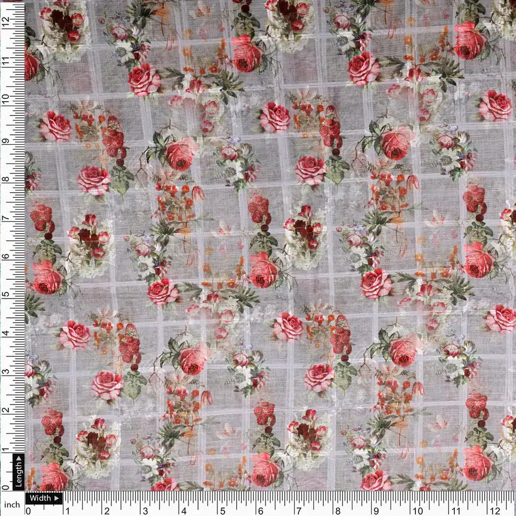 Gorgeous Floral Linen Fabric Material - Image 4