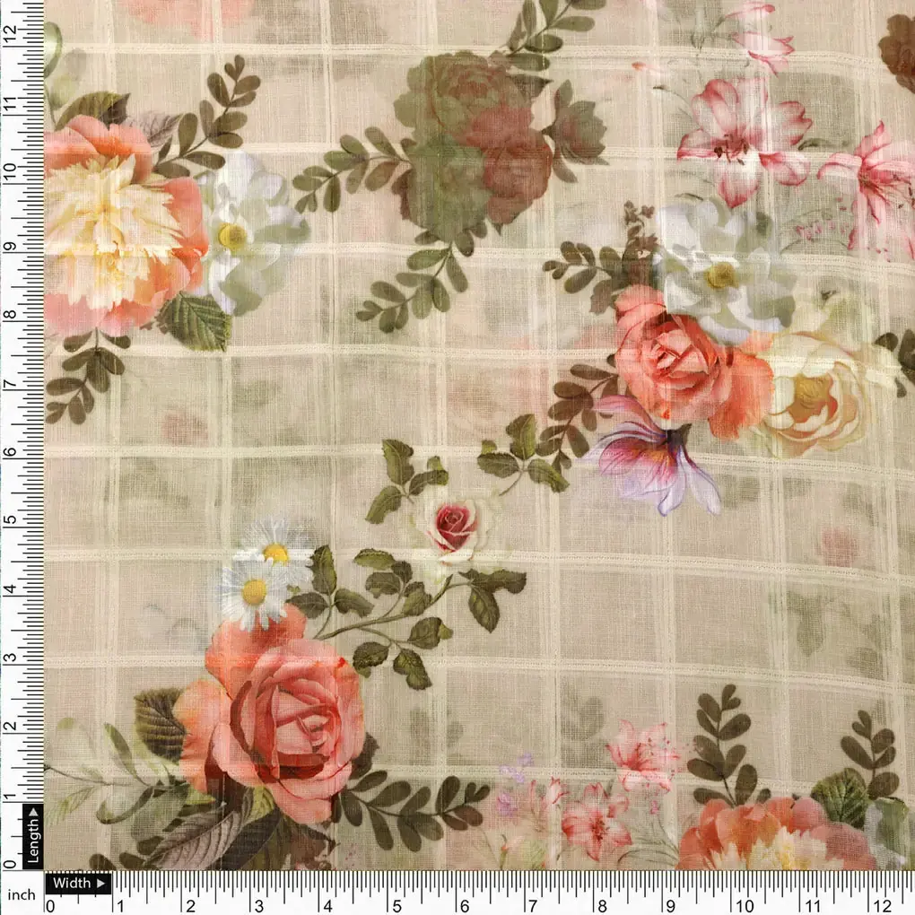 Gorgeous Floral Linen with Big Flower Print - Image 4