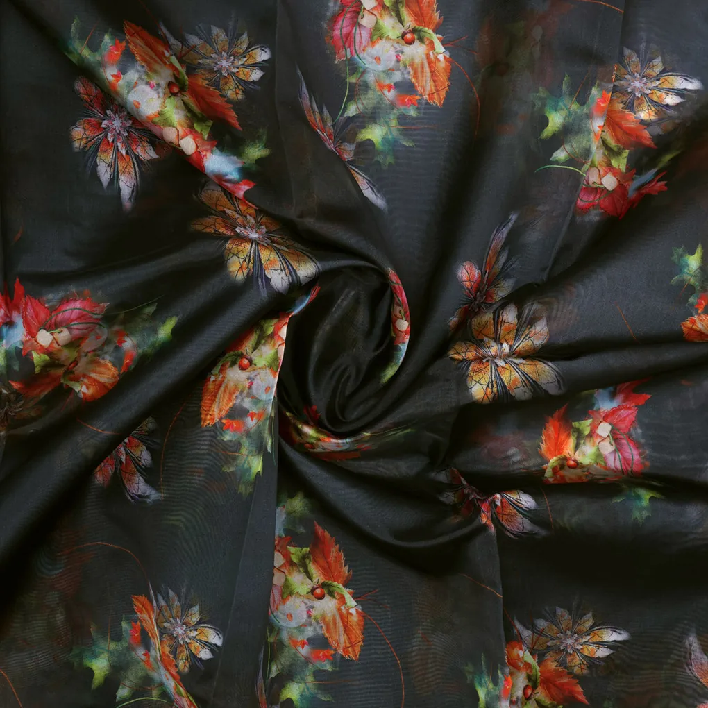Gorgeous Floral Organza Printed Fabric Material - Image 3