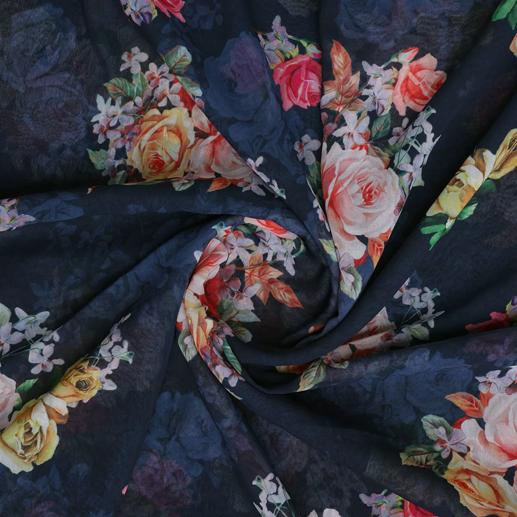 Gorgeous floral print digital printed fabric in weightless fabric - Image 2