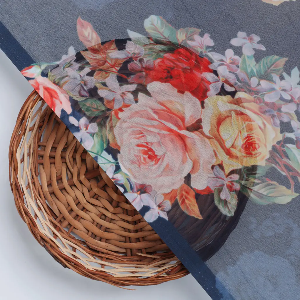 Gorgeous floral print digital printed fabric in weightless fabric - Image 3