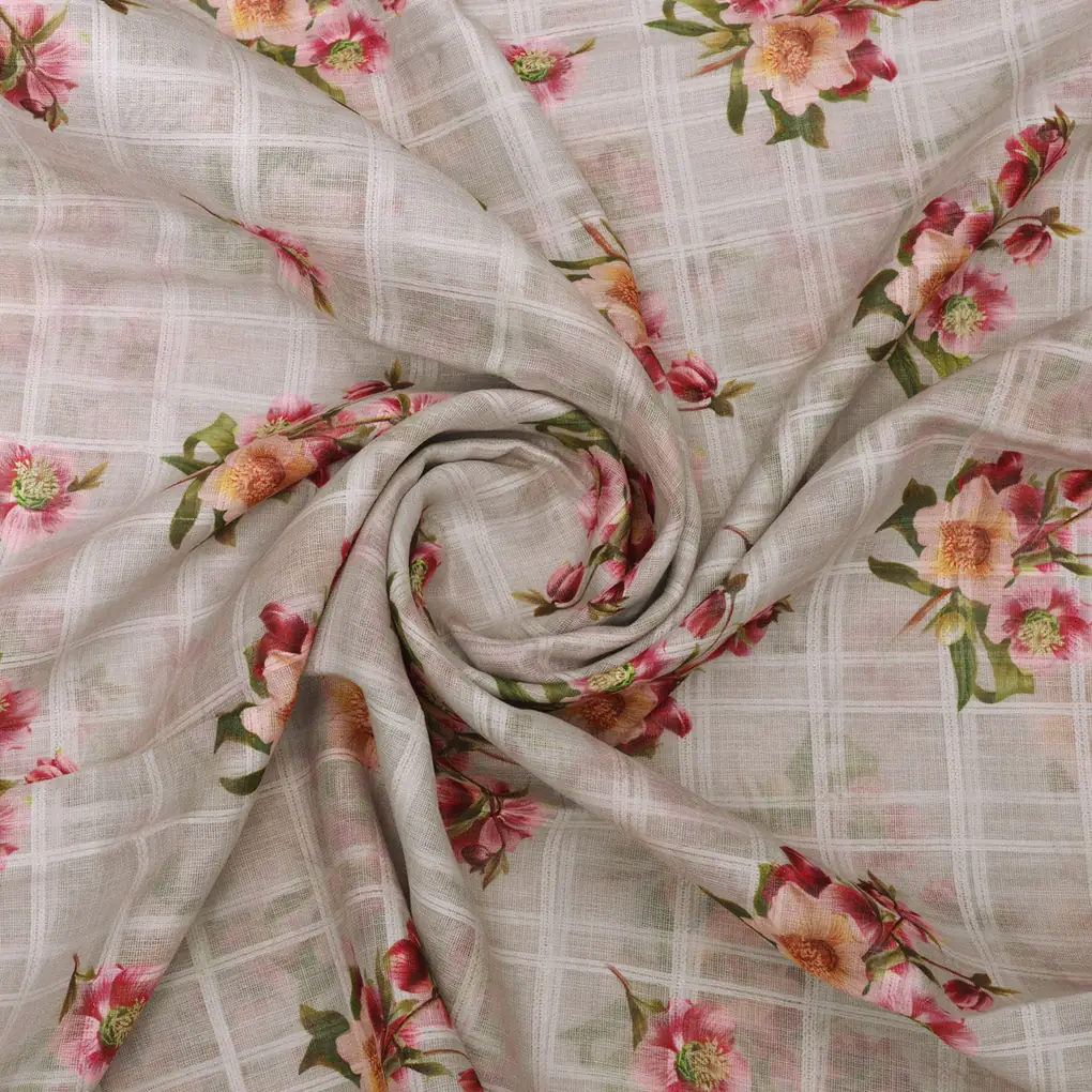 Gorgeous Floral Print Linen Fabric - Image 3