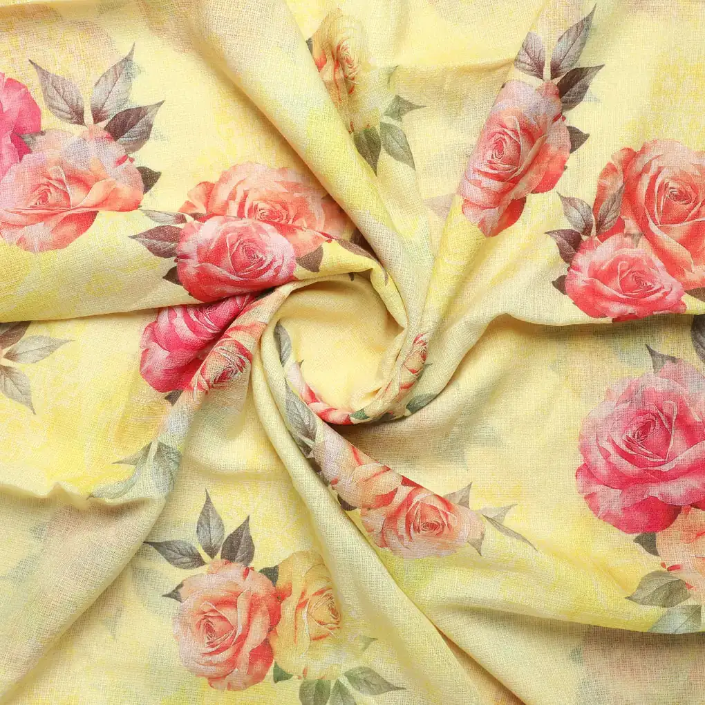 Gorgeous floral printed kota doria fabric from FAB VOGUE Studio - Image 2