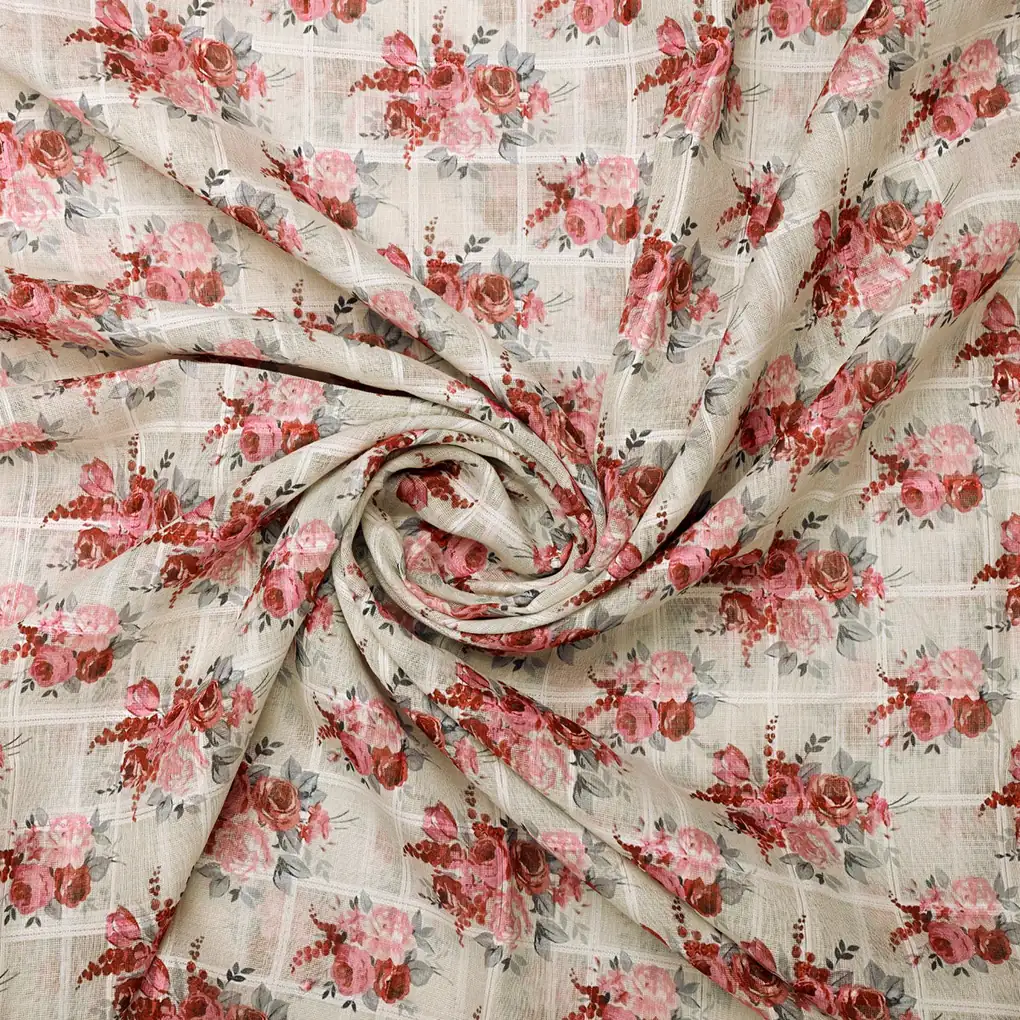 Gorgeous Floral Printed Linen Fabric Material - Image 3