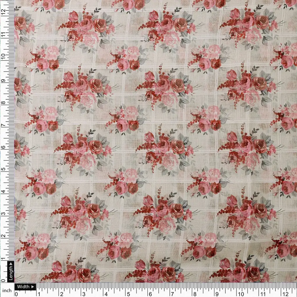 Gorgeous Floral Printed Linen Fabric Material - Image 4