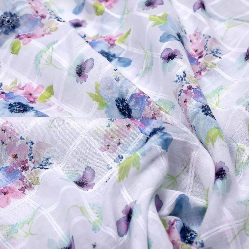Gorgeous Floral Printed Linen Fabric Material - Image 3