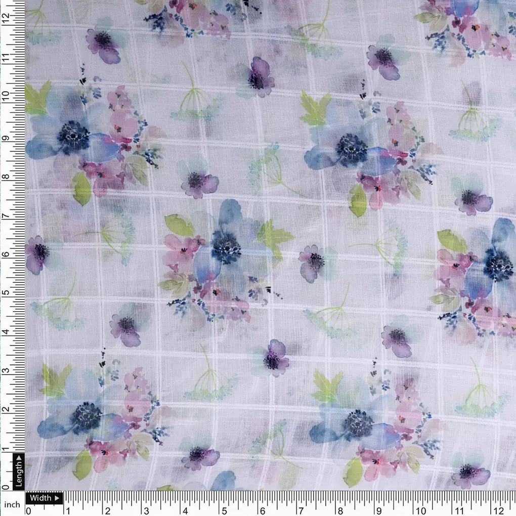 Gorgeous Floral Printed Linen Fabric Material - Image 4