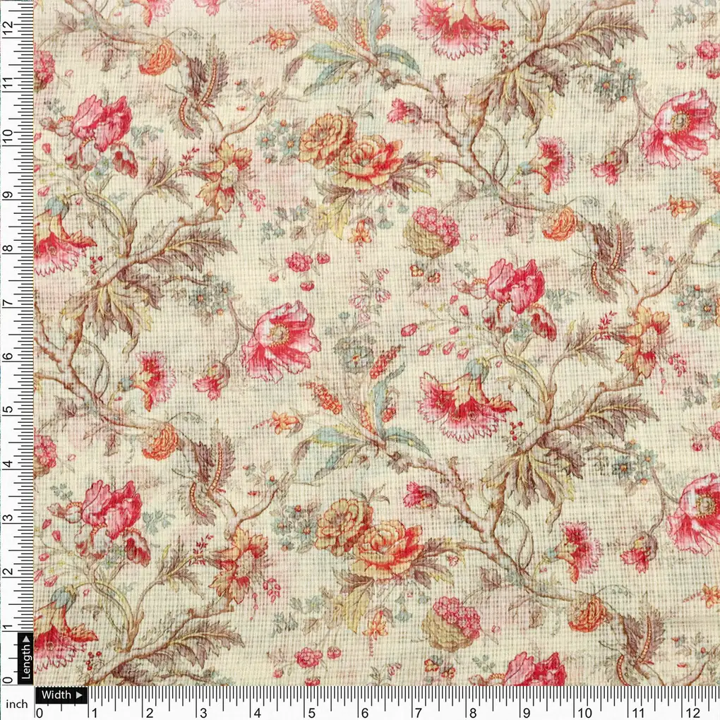 Gorgeous Floral Velly Kota Doria Digital Printed Fabric Material - Image 4