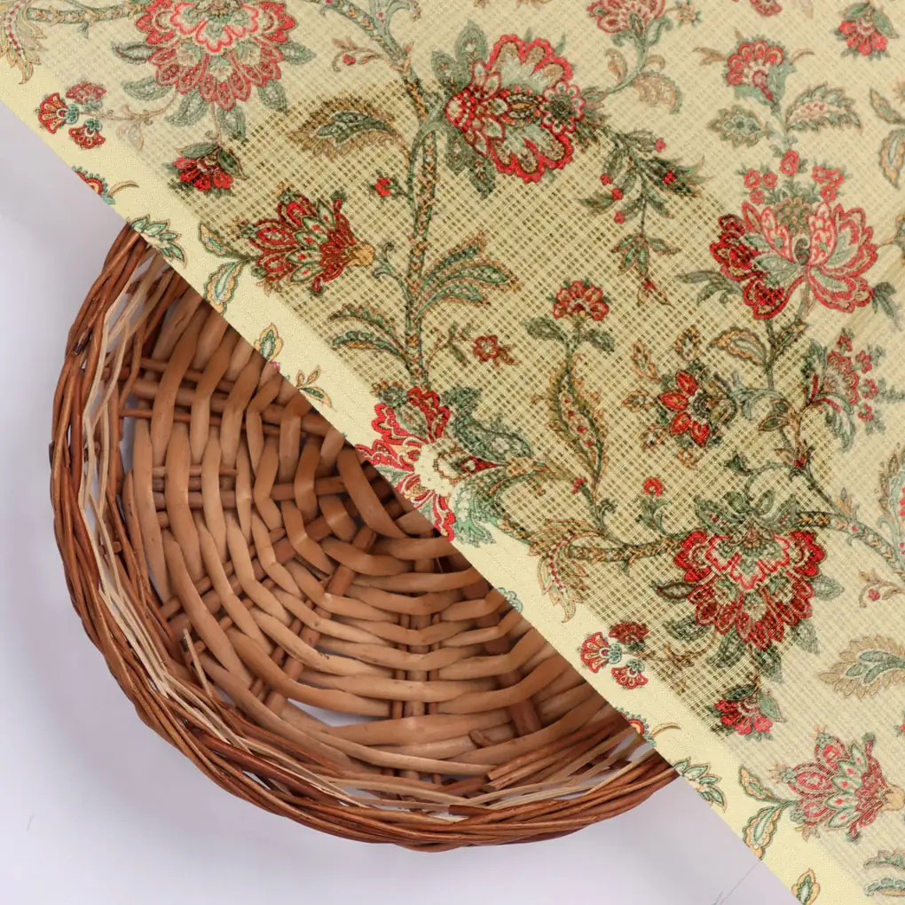 Gorgeous Yellow Floral Velly Kota Doria Fabric Material - Image 2