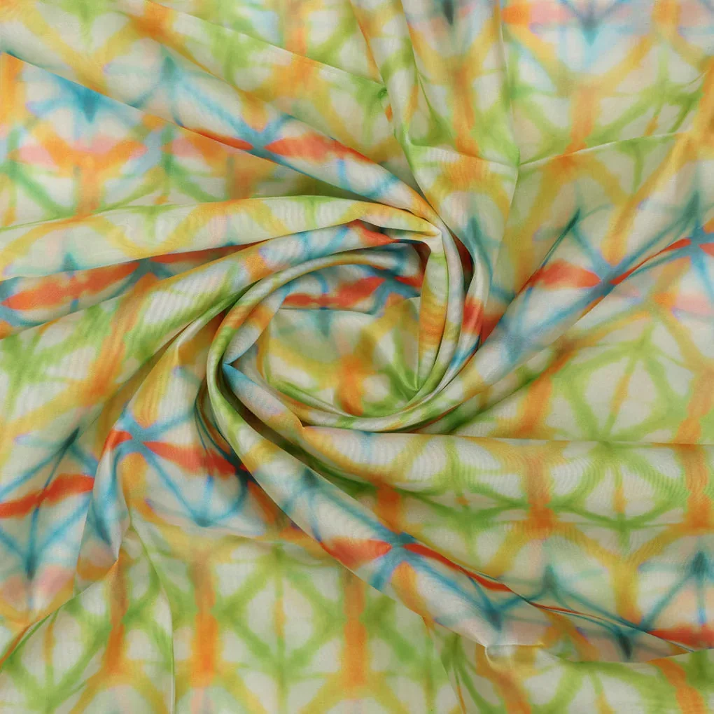 Gorgeous Geometric Organza Printed Fabric Material - Image 3