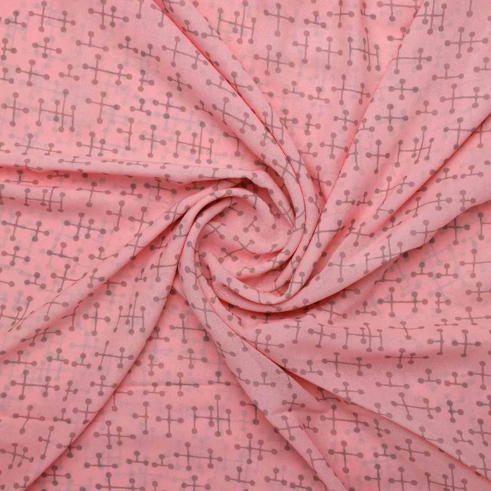Gorgeous geometric printed Georgette fabric from FAB VOGUE Studio - Image 3