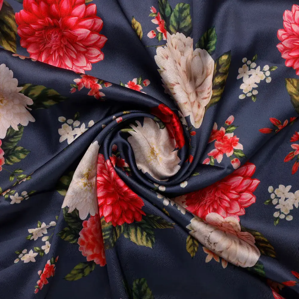 Gorgeous gray floral digital printed fabric by FAB VOGUE Studio - Image 2