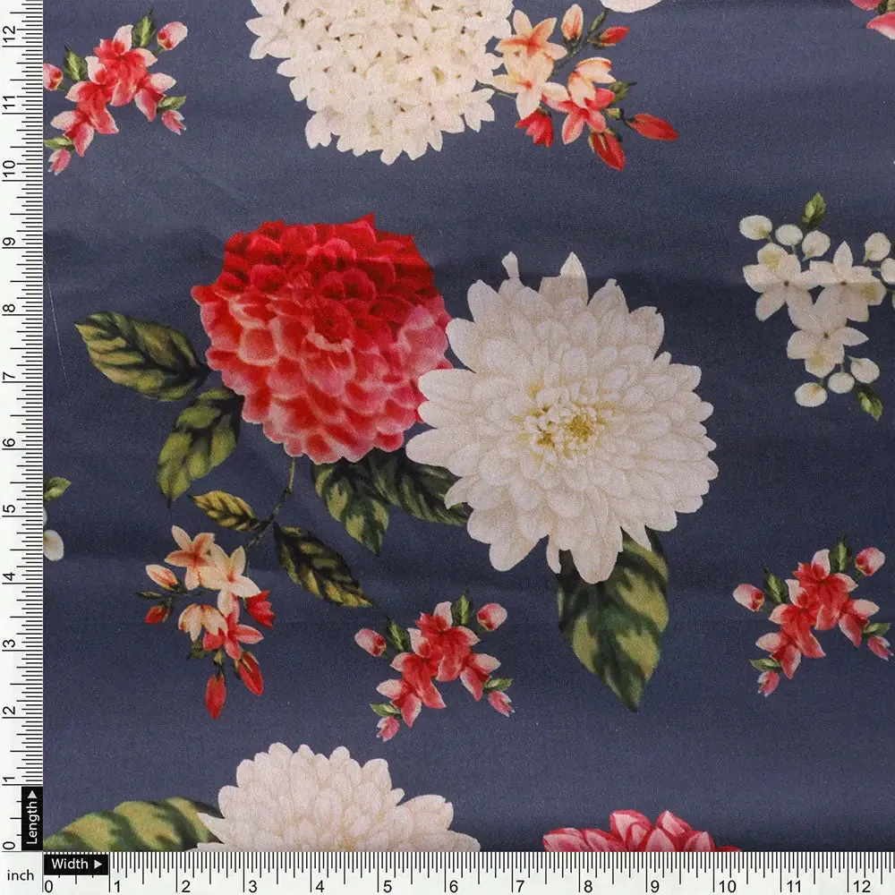 Gorgeous gray floral digital printed fabric by FAB VOGUE Studio - Image 4