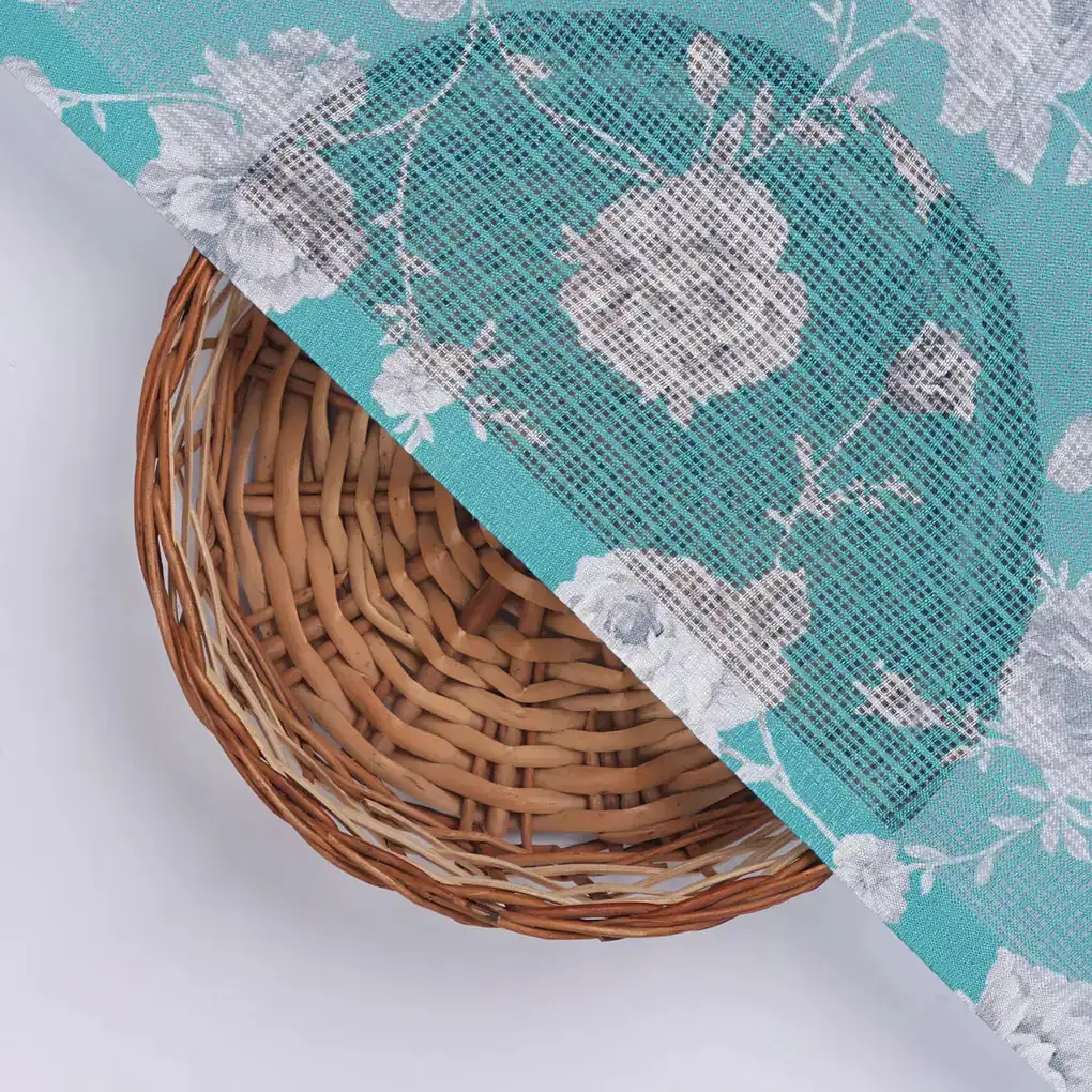 Gorgeous Gray Floral Kota Doria Digital Printed Fabric material - Image 2