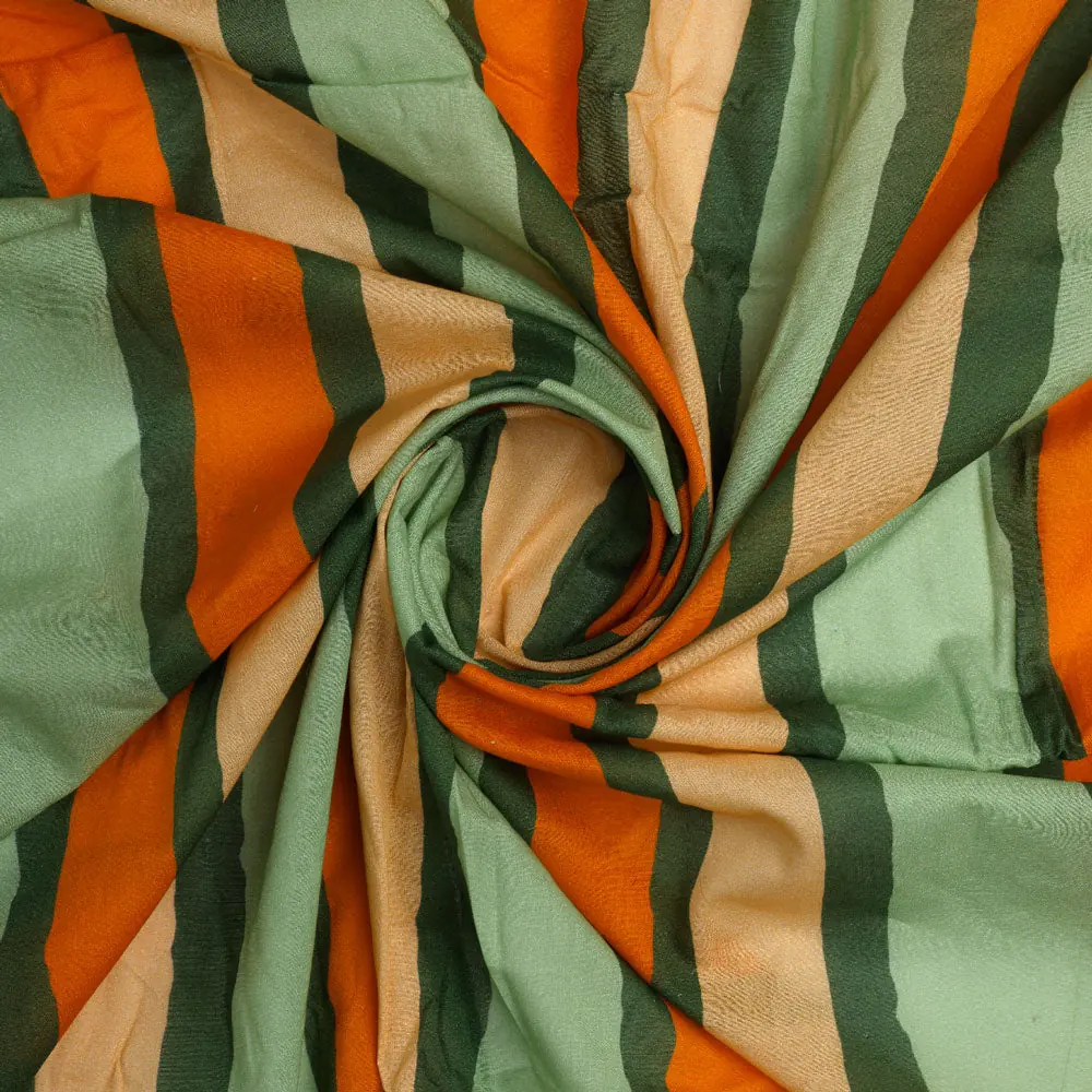 Gorgeous Green and Orange Digital Printed Fabric by FAB VOGUE Studio - Image 2
