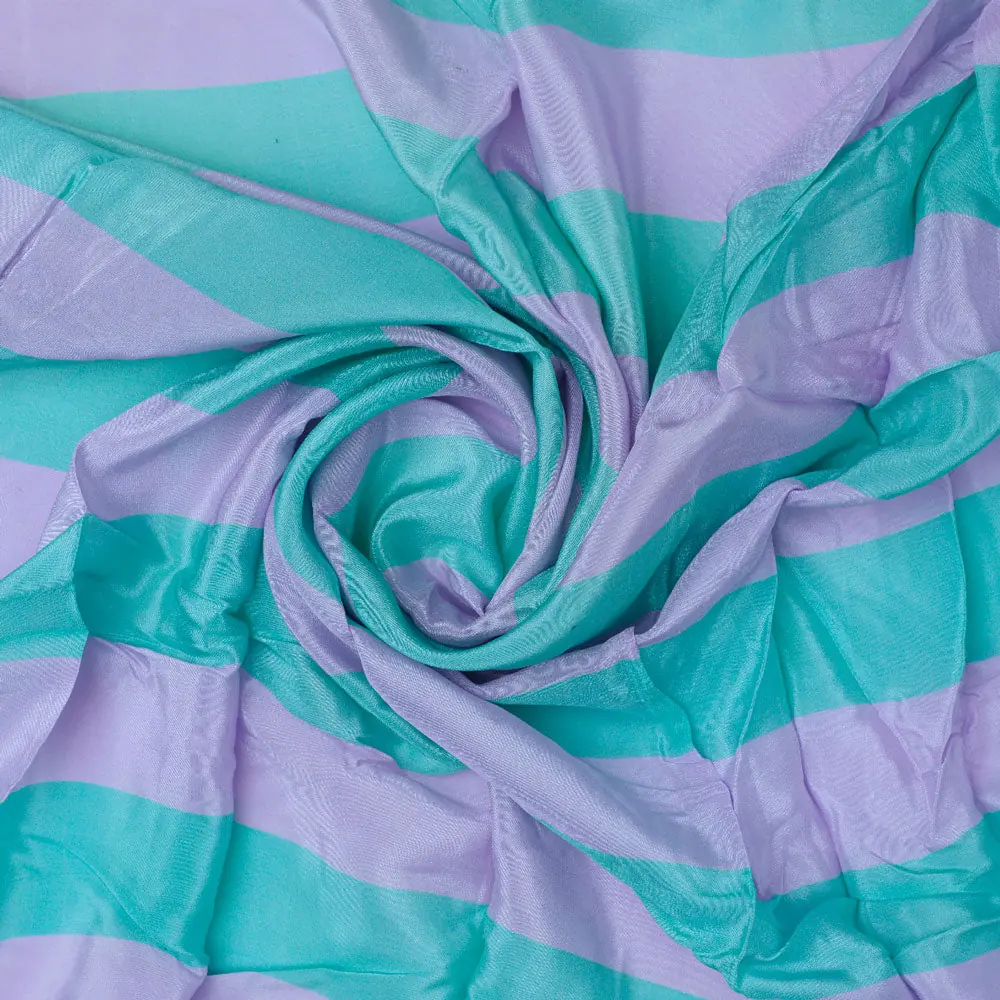 Gorgeous green and purple striped digital printed fabric from FAB VOGUE Studio - Image 2