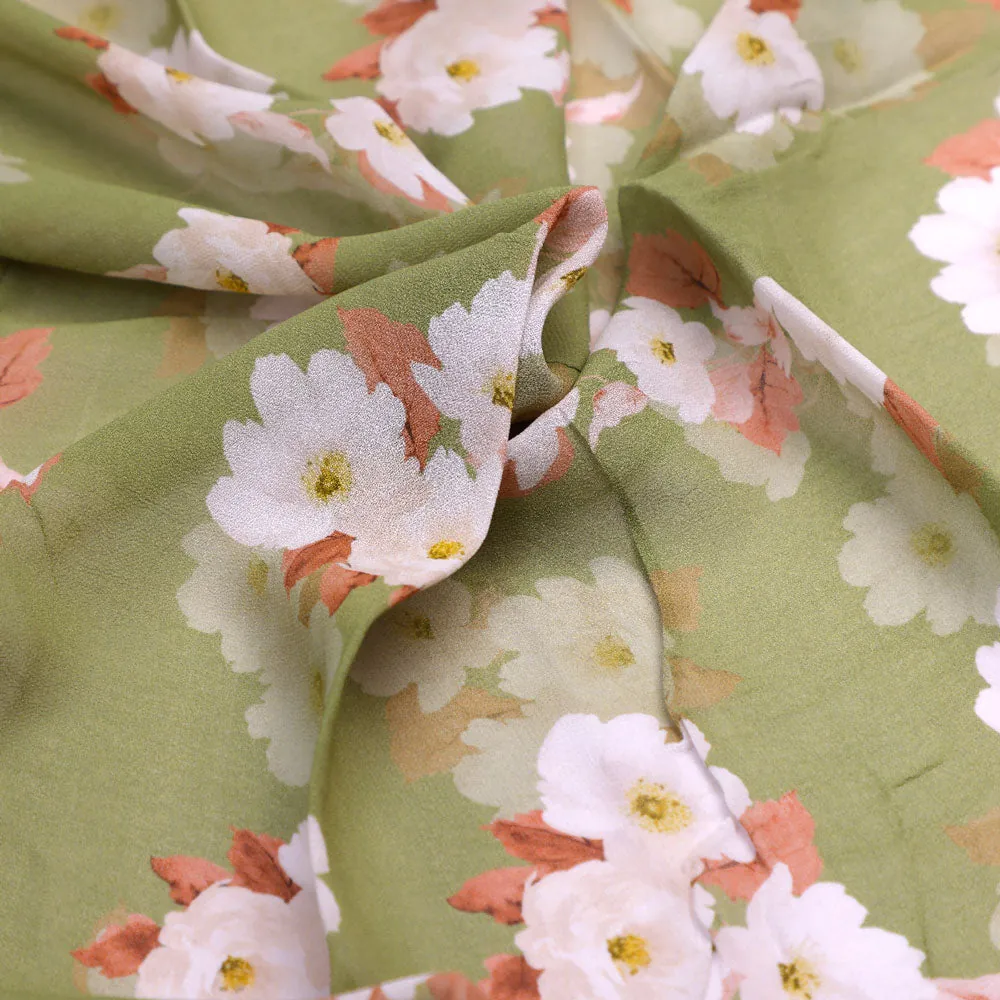 Gorgeous green and white digital printed fabric from FAB VOGUE Studio - Image 3