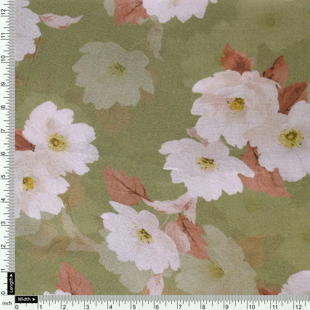 Gorgeous green and white digital printed fabric from FAB VOGUE Studio - Image 4