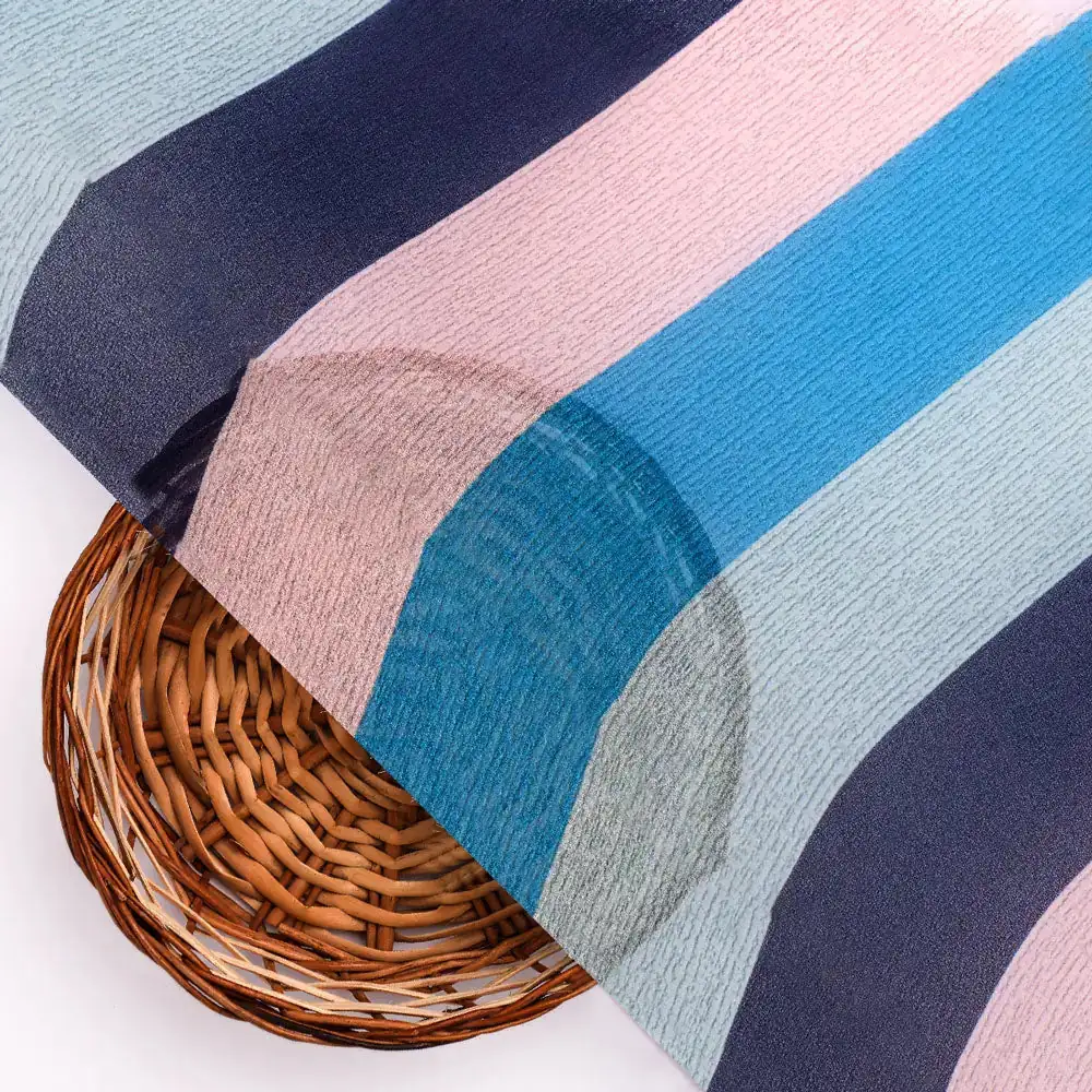 Gorgeous green, blue and cream digital printed fabric in georgette - Image 3