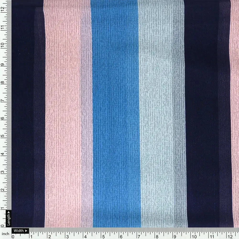 Gorgeous green, blue and cream digital printed fabric in georgette - Image 4
