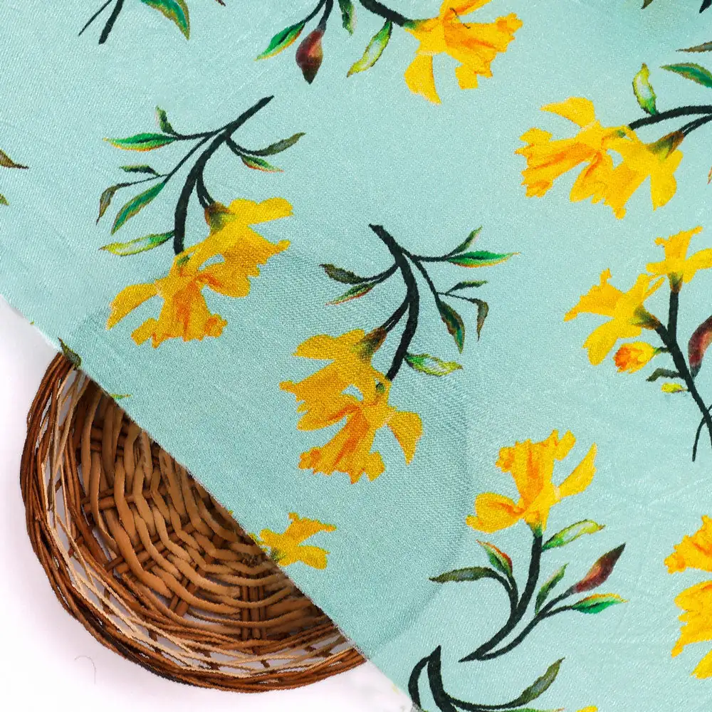 Gorgeous green digital printed fabric by FAB VOGUE Studio - Image 2