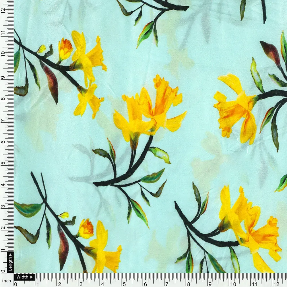 Gorgeous green digital printed fabric by FAB VOGUE Studio - Image 4