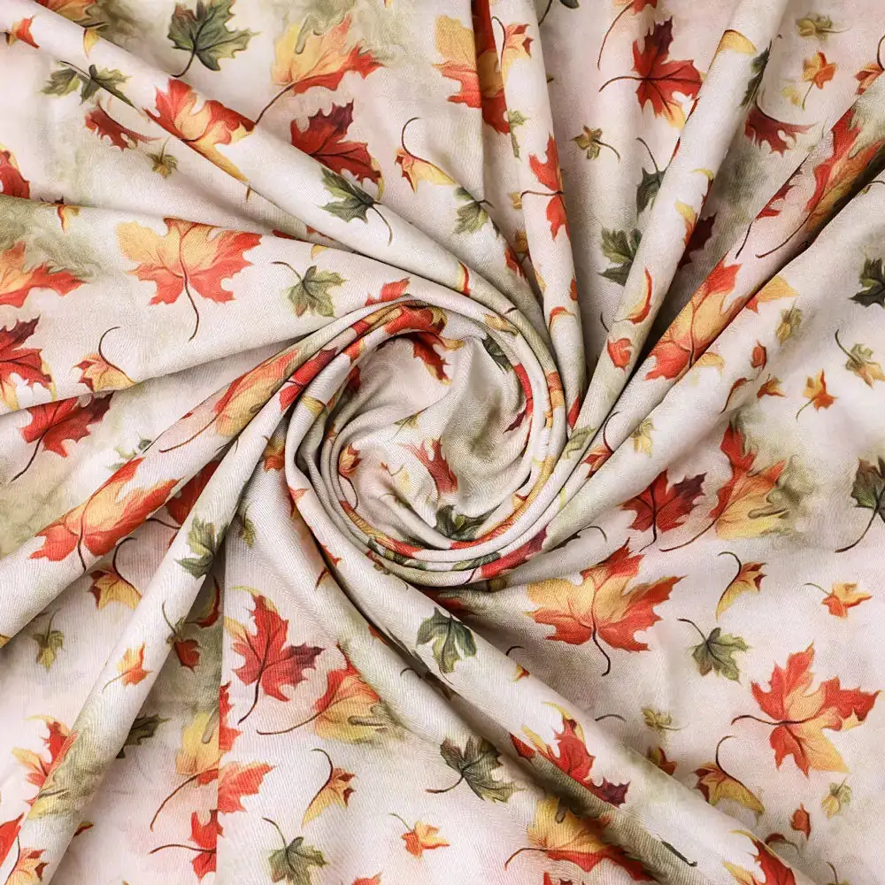 Gorgeous green leaves digital printed muslin fabric by FAB VOGUE Studio - Image 3