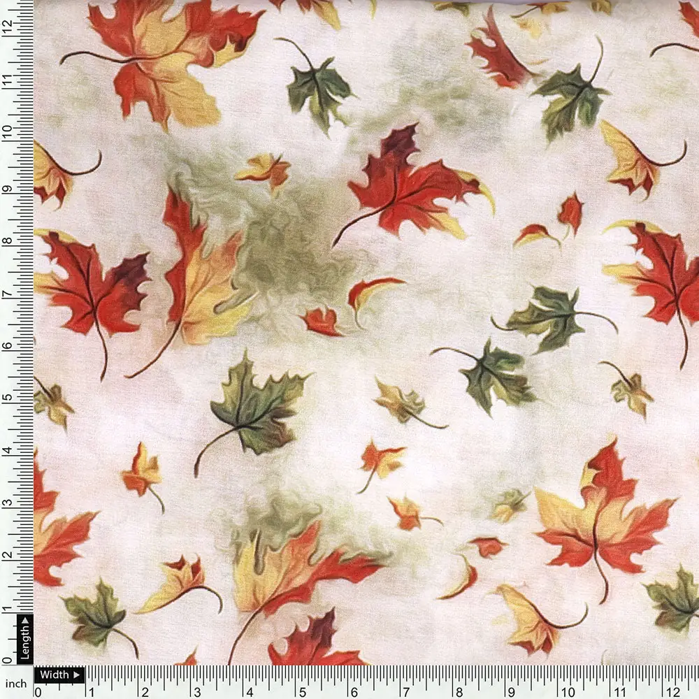 Gorgeous green leaves digital printed muslin fabric by FAB VOGUE Studio - Image 4