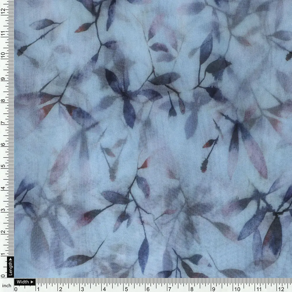 Gorgeous green leaves digital printed organza fabric by FAB VOGUE Studio - Image 4