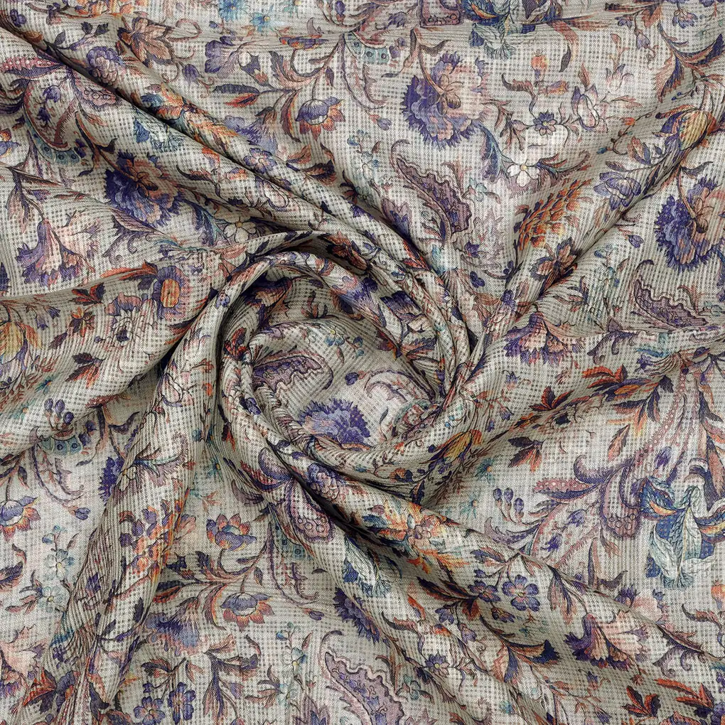 Gorgeous Kalamkari Printed Kota Doria Fabric Material - Image 3