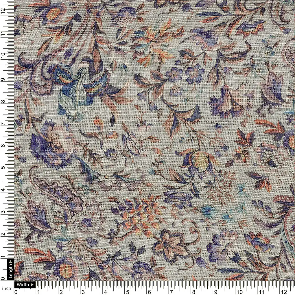 Gorgeous Kalamkari Printed Kota Doria Fabric Material - Image 4
