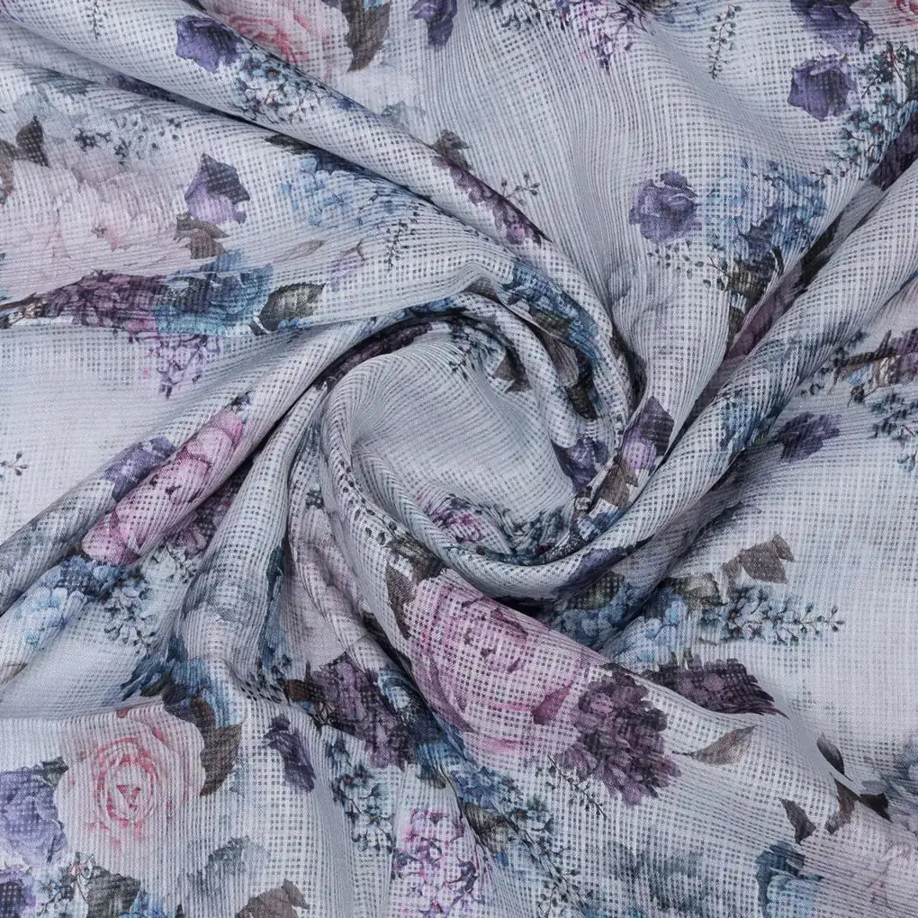 Gorgeous Kota Doria Bunch of Flower Digital Printed Fabric Material - Image 3
