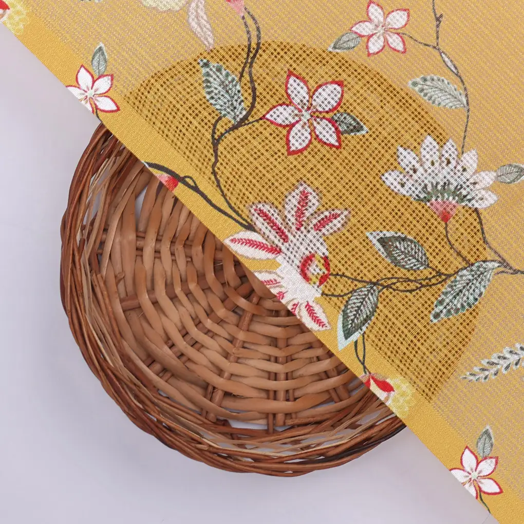 Gorgeous Kota Doria Digital Print Fabric with Decorative Floral Leaves - Image 2